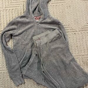 Juicy Couture Heather Gray Hoodie and Joggers Set y2k new tracksuit